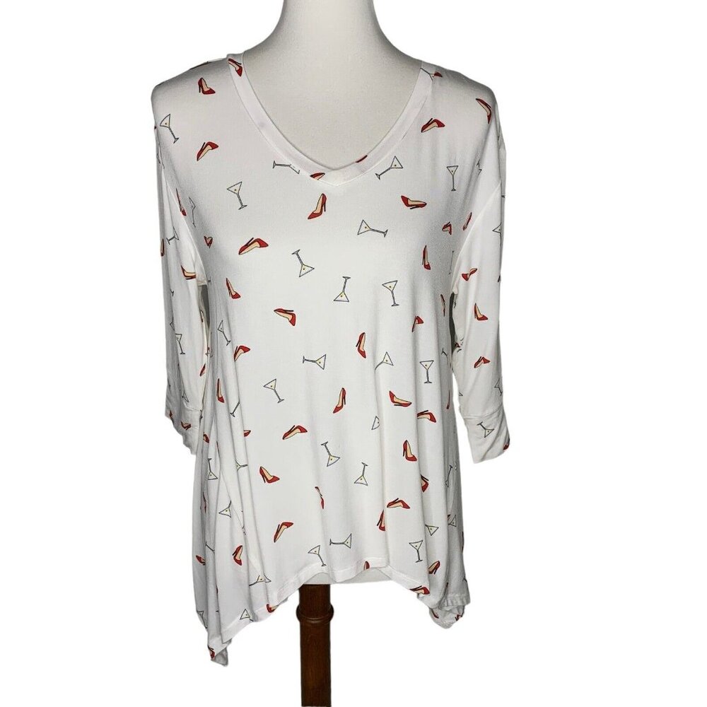 Skinnygirl Lanie Cocktail Party Top Size Small Sharkbite Hem 3/4 Sleeves